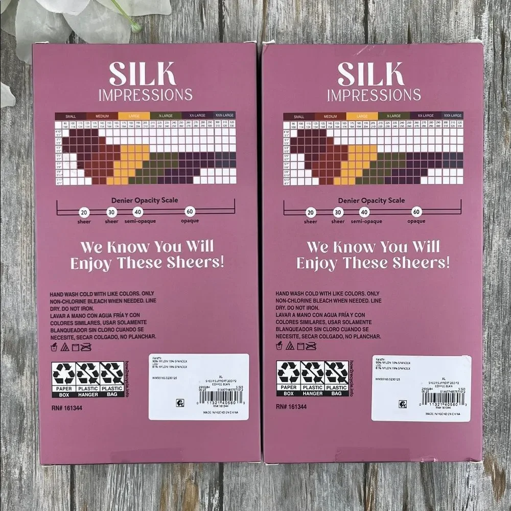Silk Impressions Shimmer Sheer Pantyhose Stockings Sheer 2, 2-Packs XL